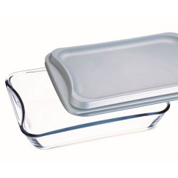 SIMAX Plat à Four rectangulaire avec Couvercle de conservation - Cont 3,5 L - Dim 35 x 27 x 6 cm - Verre Borosilicate