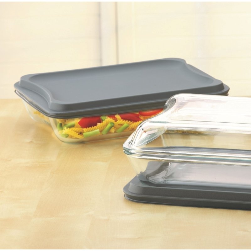 SIMAX Plat à Four rectangulaire avec Couvercle de conservation - Cont 3,5 L - Dim 35 x 27 x 6 cm - Verre Borosilicate