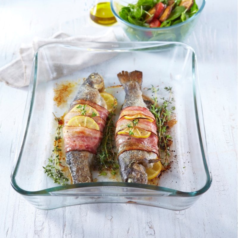 SIMAX Plat à Four rectangulaire avec Couvercle de conservation - Cont 3,5 L - Dim 35 x 27 x 6 cm - Verre Borosilicate