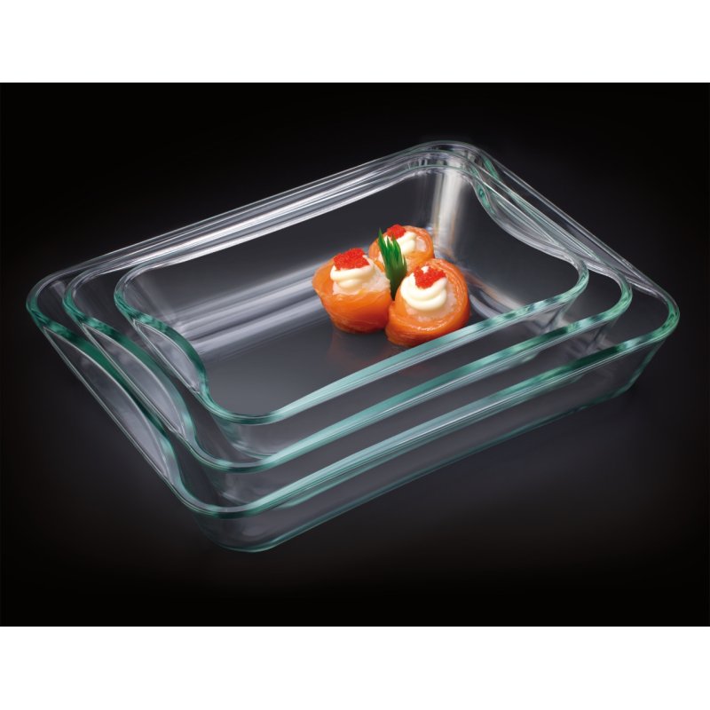 3 plats à four rectangulaires - Contenance 1,5L - 2,5l - 3,5L - verre borosilicate - très haute résistance 311 SIMAX