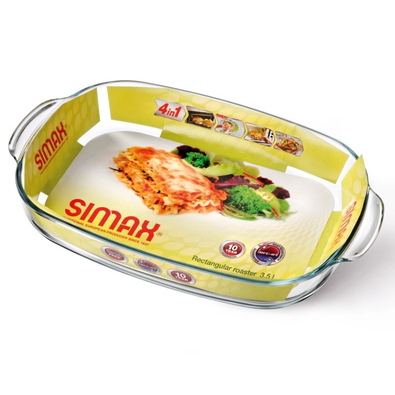 SIMAX Plat à Four en Verre Borosilicate Rectangulaire, Dimension 40,4 x 26 x 6 cm - Contenance 3,5L - Très haute