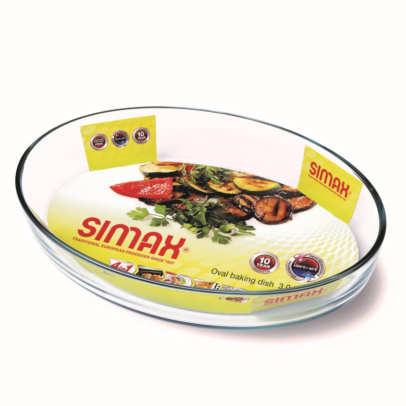Plat à four ovale, contenance 3L, dimensions 350 x 240 x 62 mm - verre borosilicate -très haute résistance 7126 SIMAX