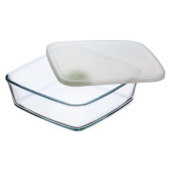 Plat carré avec couvercle de conservation, contenance 0,50l, dimensions 151 x 151 x 45 mm - verre borosilicate -