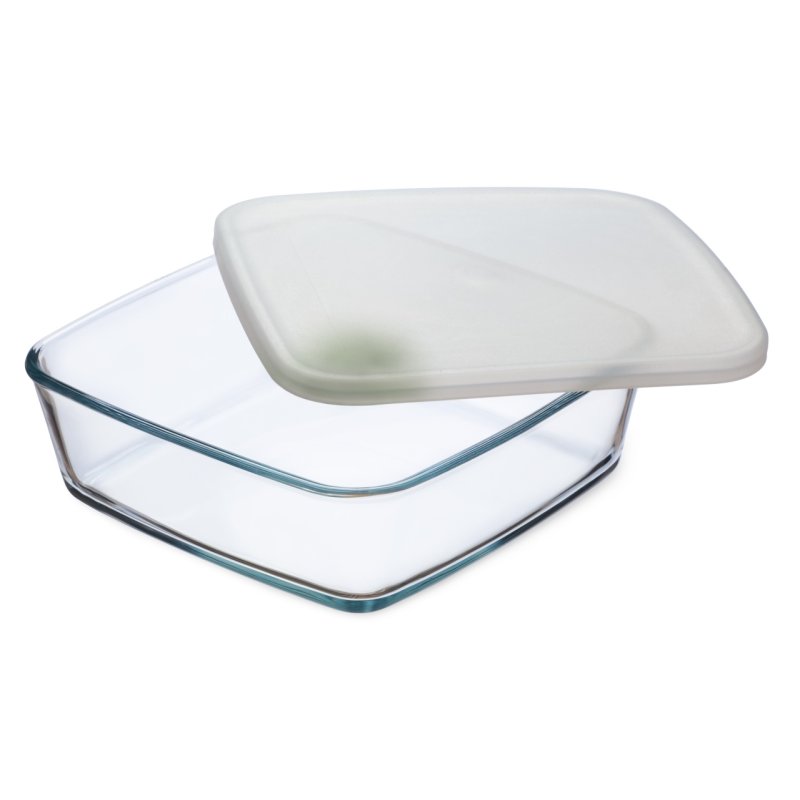 Plat carré avec couvercle de conservation, contenance 1,7L, dimensions 210 x 210 x 65 mm - verre borosilicate - 7466/L