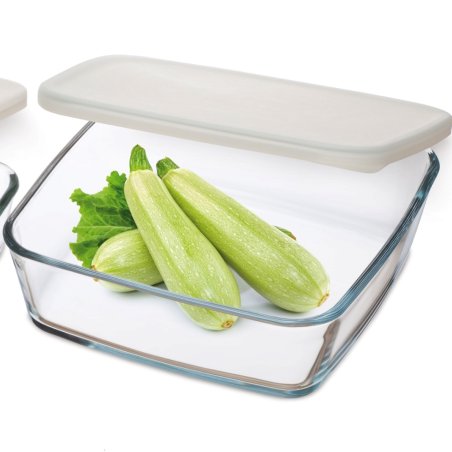 Lot de 3 plats Carrés avec Couvercles de Conservation, Contenances 0,50L, 1L et 1,70L - Verre Borosilicate - 350 -