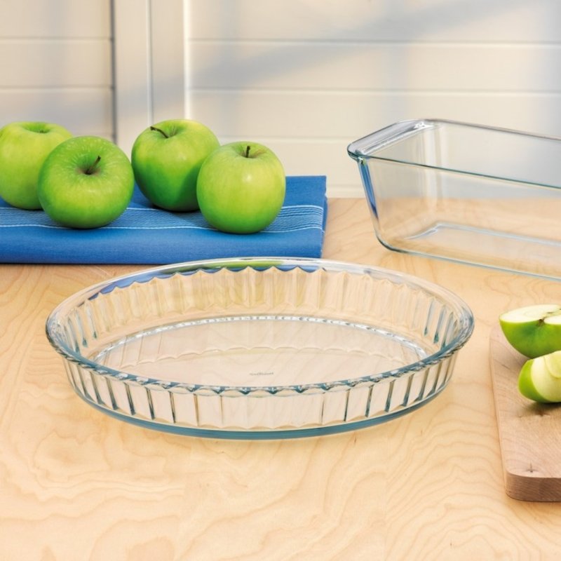 Moule à tarte en verre - contenance 1,70 l, dimensions Ø 280 x 40 mm - verre borosilicate - très haute résistance