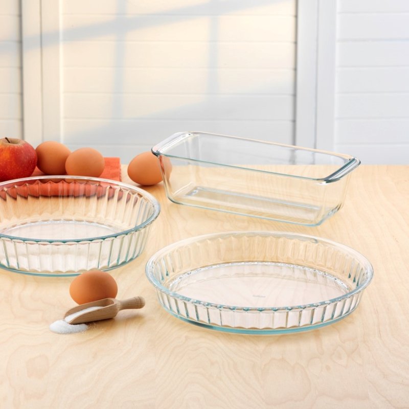 Moule à tarte en verre - contenance 1,70 l, dimensions Ø 280 x 40 mm - verre borosilicate - très haute résistance