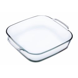 Plat à four carré en verre - contenance 1,6 l, dimensions 254x210x55 mm - verre borosilicate -très haute résistance