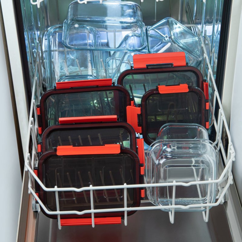 Boite alimentaire en verre avec couvercle à clips en plastique, cont 1,35l, dim 185x132x105mm - verre