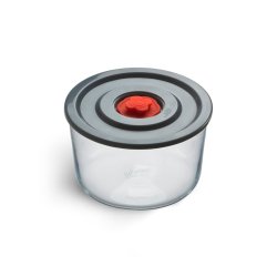 Boite alimentaire ronde avec couvercle plastique et valve - contenance 2l - dim 187 x 128 mm - verre borosilicate -