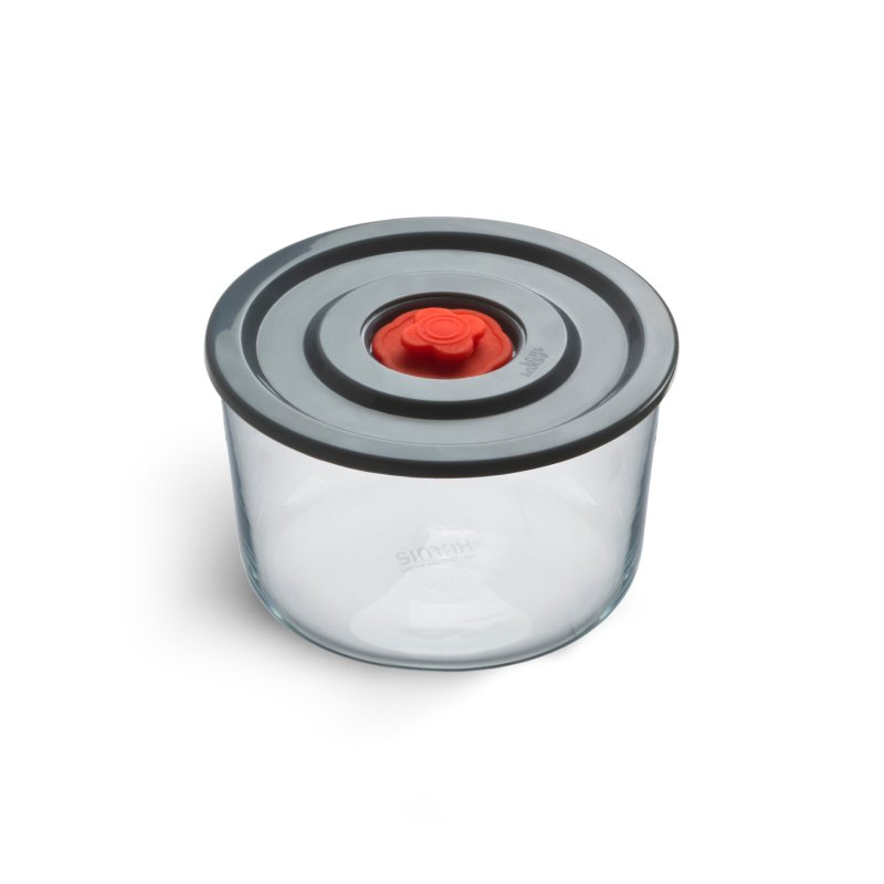 Boite alimentaire ronde avec couvercle plastique et valve - contenance 2l - dim 187 x 128 mm - verre borosilicate -