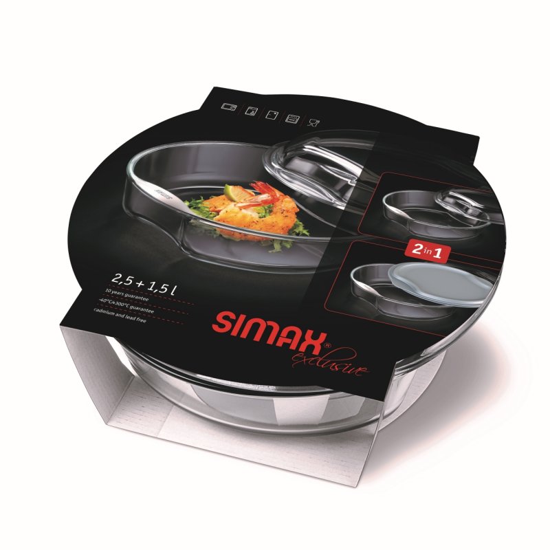 Cocotte ronde avec couvercle en verre, cont 2,50 1,50L, dim 280 x 270 x 111mm - verre borosilicate - 6926/6936/L SIMAX