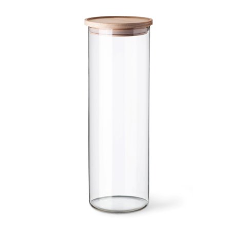 Bocal avec couvercle en bois, contenance 1,8L, dimensions 96/290 mm -verre borosilicate - très haute résistance