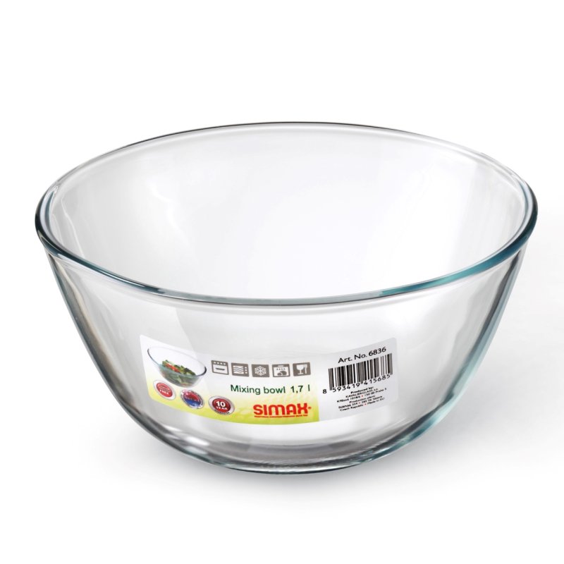 Bol en verre - contenance 1,70 l, dimensions Ø 210 x 103 mm - verre borosilicate-très haute résistance 6836 SIMAX