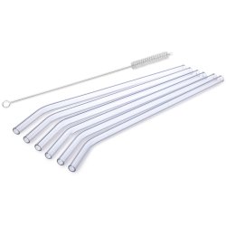Coffrets de 6 pailles en verre résistant brosse, dimensions 10x200 mm - verre borosilicate-très haute résistance