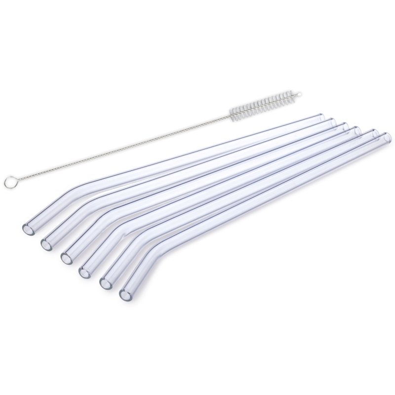 Coffrets de 6 pailles en verre résistant brosse, dimensions 10x200 mm - verre borosilicate-très haute résistance