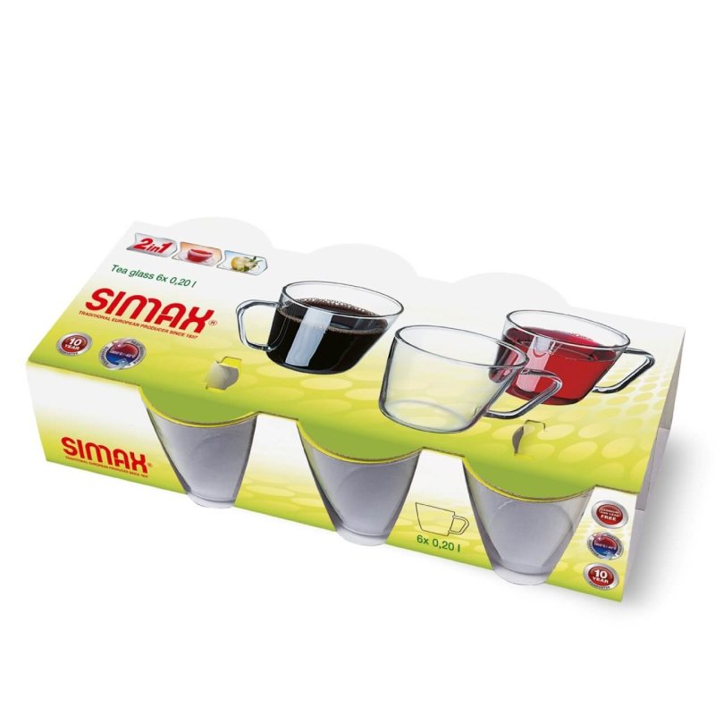 Lot de 6 tasses à thé Luna, contenance 0,20 l , dimensions 115 x 75 mm - verre borosilicate-très haute résistance