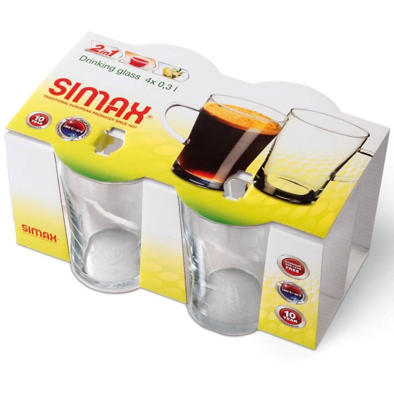 Lot de 4 tasses Orion, contenance 0,30 l , dimensions 107 x 115 mm - verre borosilicate -très haute résistance