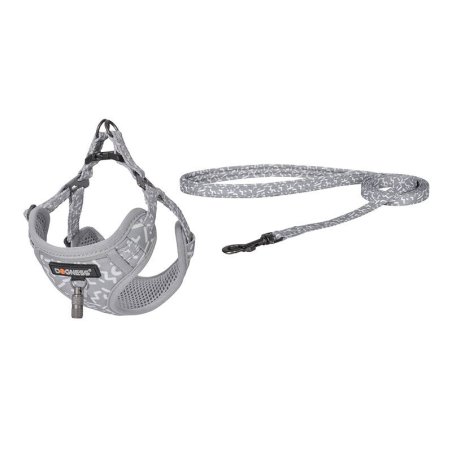 Dog set Dogness harness and leash (Light Grey)