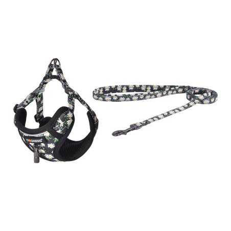 Dog set Dogness harness and leash (Daisy Black)