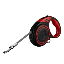 Automatic dog leash with LED light and waste bags Dogness (red)