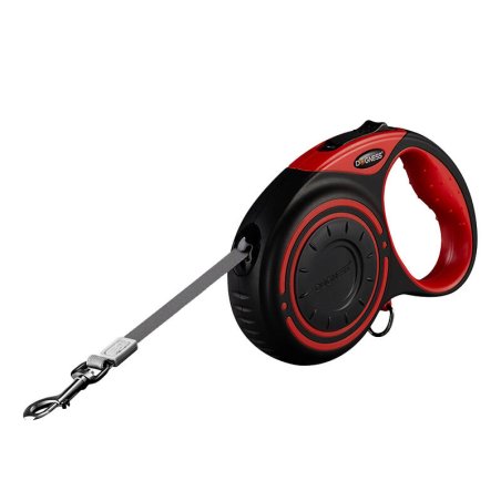 Automatic dog leash with LED light and waste bags Dogness (red)