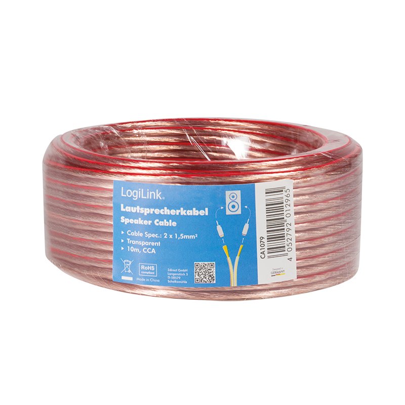 LogiLink CA1079 audio cable 10 m Transparent