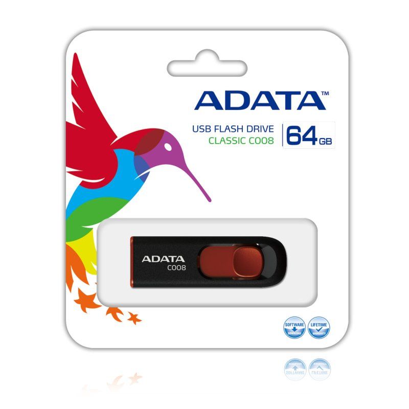 Adata pendrive 64gb 2.0 classic series c008 negro ac008-64g-rkd