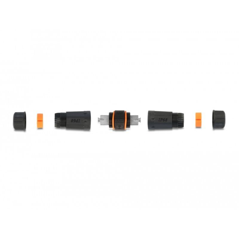 DeLOCK Cable connector LSA to LSA Cat.6A IP68 waterproof black