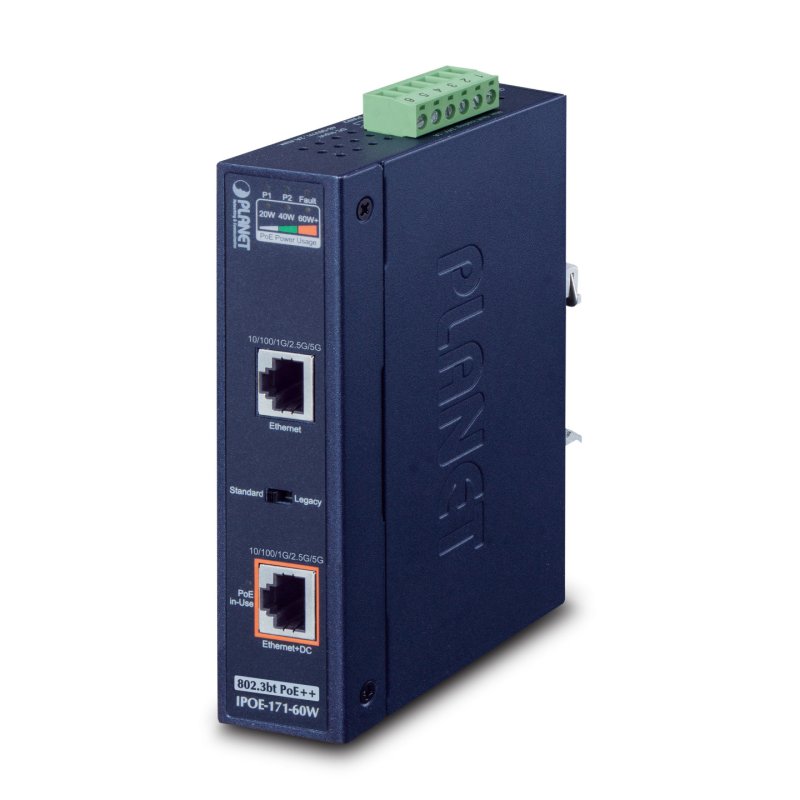 PLANET IPOE-171-60W network switch Gigabit Ethernet (10/100/1000) Power over Ethernet (PoE) Blue