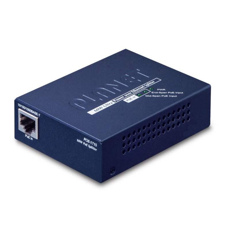 PLANET POE-171S network splitter Power over Ethernet (PoE) Blue