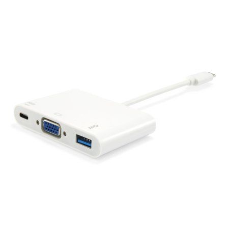 Equip 133462 USB Type C to VGA Female/USB A Female/PD Adapter, 1080p, 15cm, White