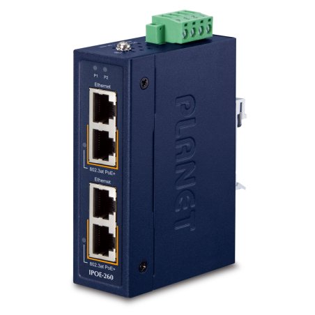 PLANET Industrial 2-port 10/100/1000T Gigabit Ethernet (10/100/1000) Connexion Ethernet, supportant l'alimentation via