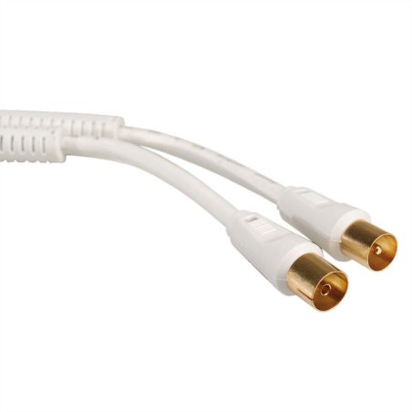 Câble d'antenne TV 100dB doré M/F Ferrite, blanc, 5,0m