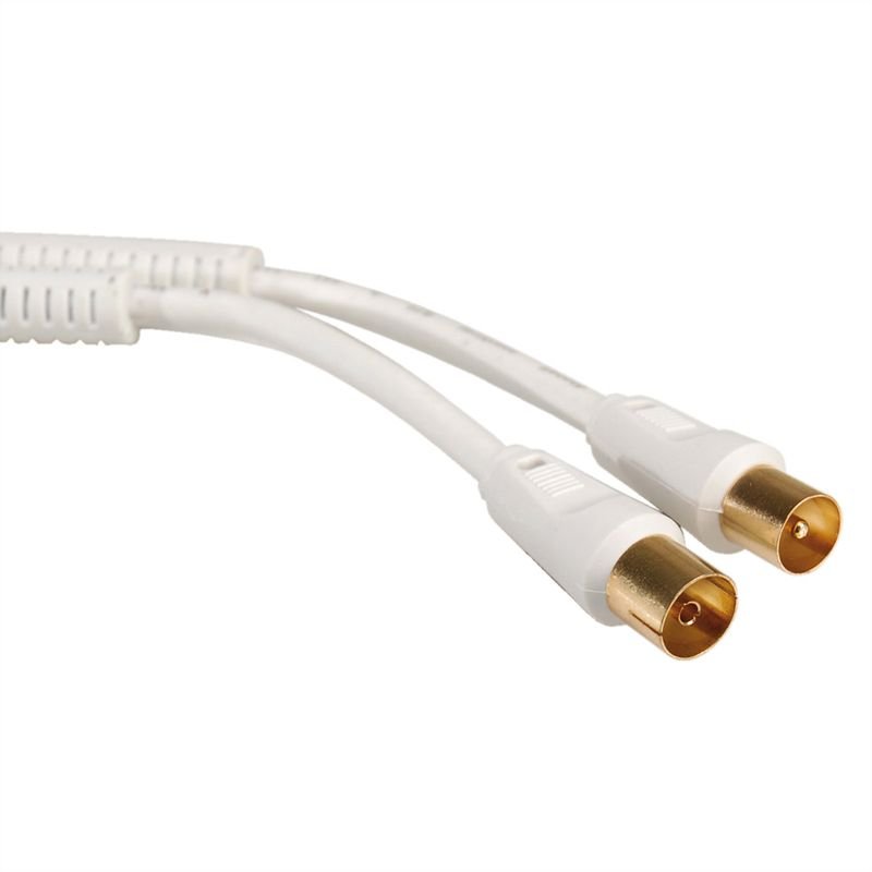 Câble d'antenne TV 100dB doré M/F Ferrite, blanc, 7,5m