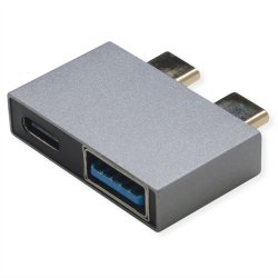 ROLINE Adaptateur USB3.2Gen2 10Gbit/s 2xC(M) - 1x C(F) 1x A(F), 3A