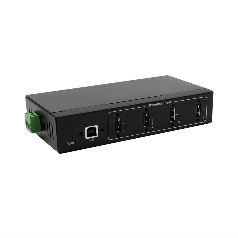 EX-11214HMVS Hub métal 4 ports USB 2.0 Adaptateur, kit rail Din Genesys Chipset