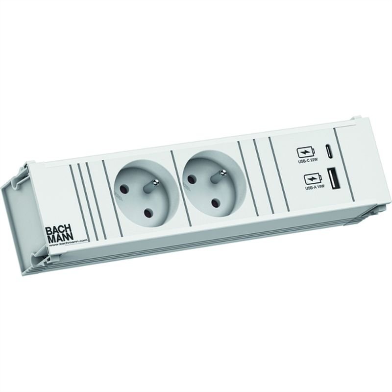 BACHMANN CONI 2x UTE 1x USB A/C 22W 0,2m GST18 blanc