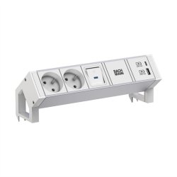 BACHMANN DESK2 ALU WHITE 2x UTE 1x USB A/C 22W 1x interrupteur 0,2m