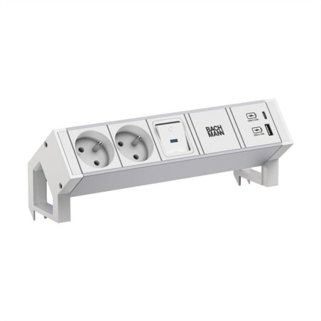 BACHMANN DESK2 ALU WHITE 2x UTE 1x USB A/C 22W 1x interrupteur 0,2m