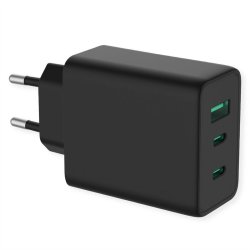 VALUE Chargeur 3 ports, 2x C 1x A, 65W GaN, 2x C 1x A, 65W