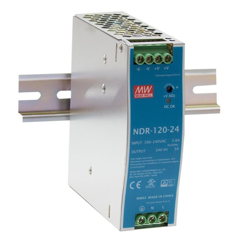 Mean Well 120W24V DC DIN-Rail PowerSuppl NDR-120-24