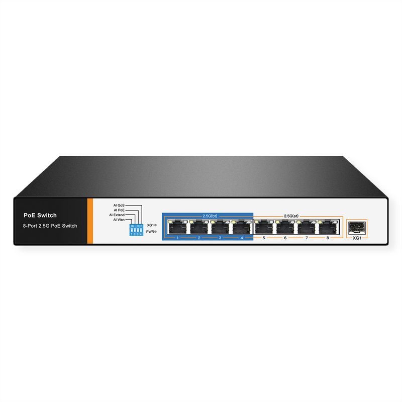 VALUE Commutateur Gigabit Ethernet, 8x2.5GbE PoE 1x10GbE SFP