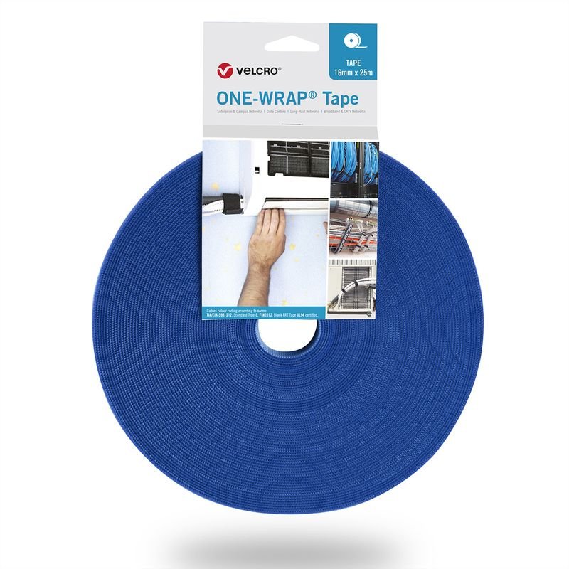 VELCRO One Wrap Bande 25m / 10mm bleu VEL-OW64103