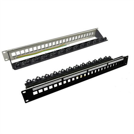 ROLINE Porte-Keystone 19", blindé, 1UH, 24x, vide, fixation par clip