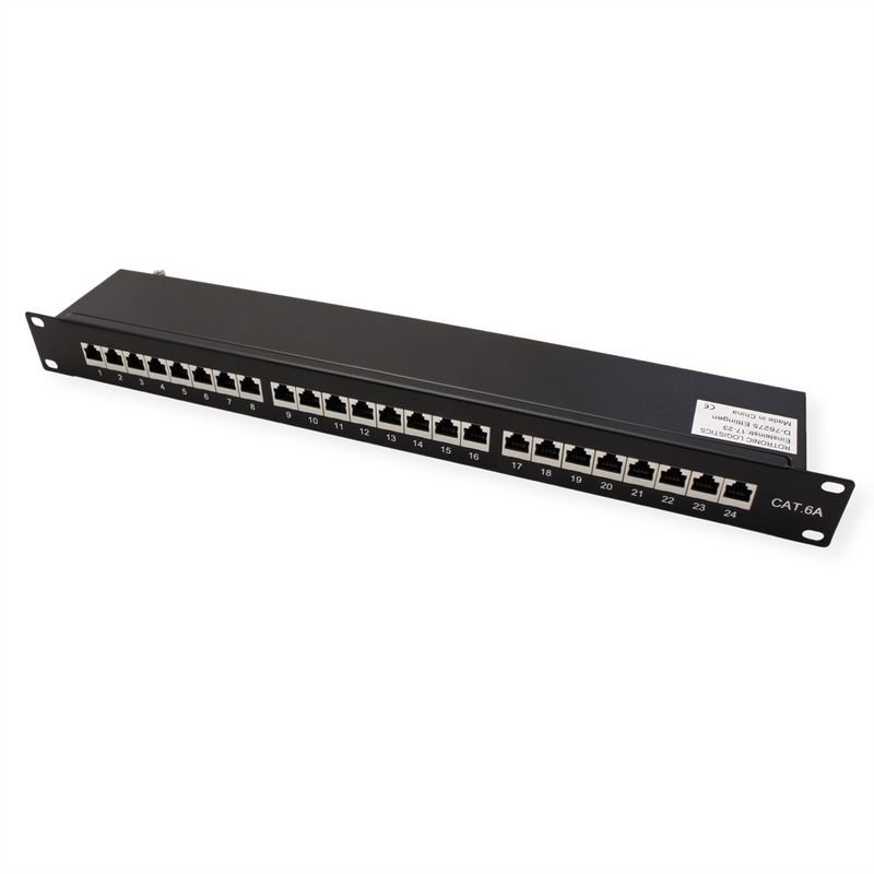 VALUE Panneau de brassage 19", Cat6A/Cl.EA, 24 Ports, blindé, noir