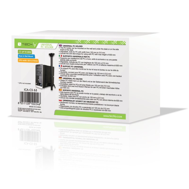 Techly ICA-CS 63 support pour unité centrale Support de CPU monté sur bureau Noir