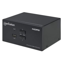 Manhattan HDMI KVM Switch 2-Port 4K@30Hz USB-A/3.5mm Audio/Mic Connections Cables included Audio Support Control