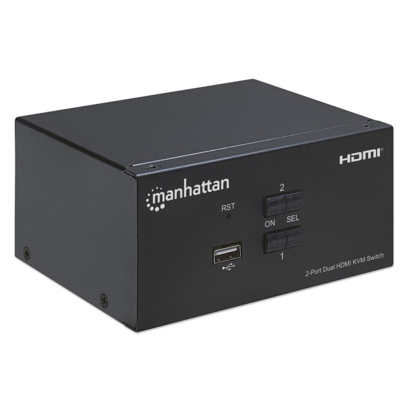 Manhattan HDMI KVM Switch 2-Port 4K@30Hz USB-A/3.5mm Audio/Mic Connections Cables included Audio Support Control