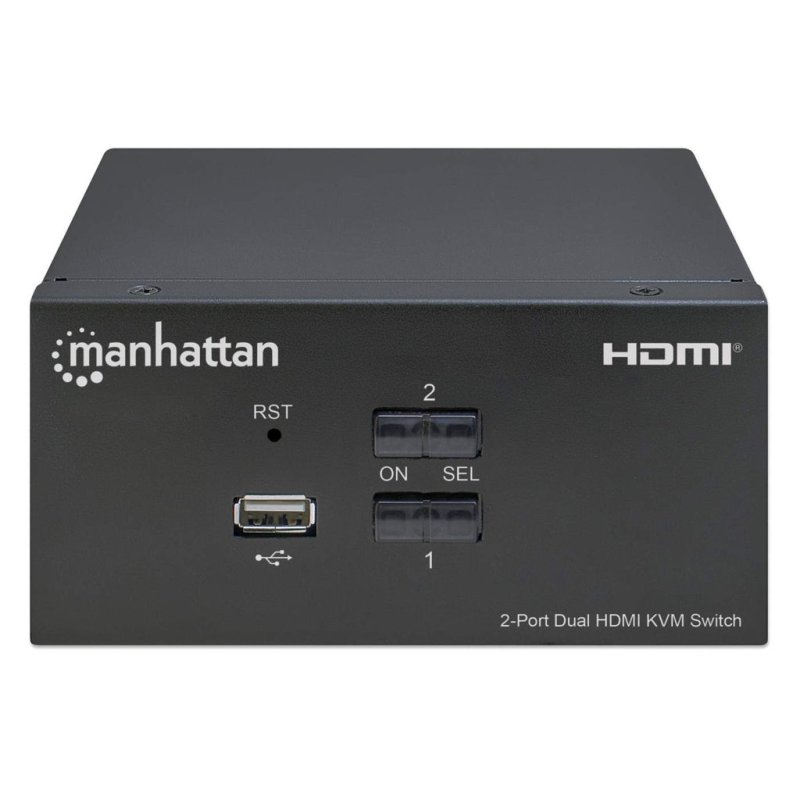 Manhattan HDMI KVM Switch 2-Port 4K@30Hz USB-A/3.5mm Audio/Mic Connections Cables included Audio Support Control